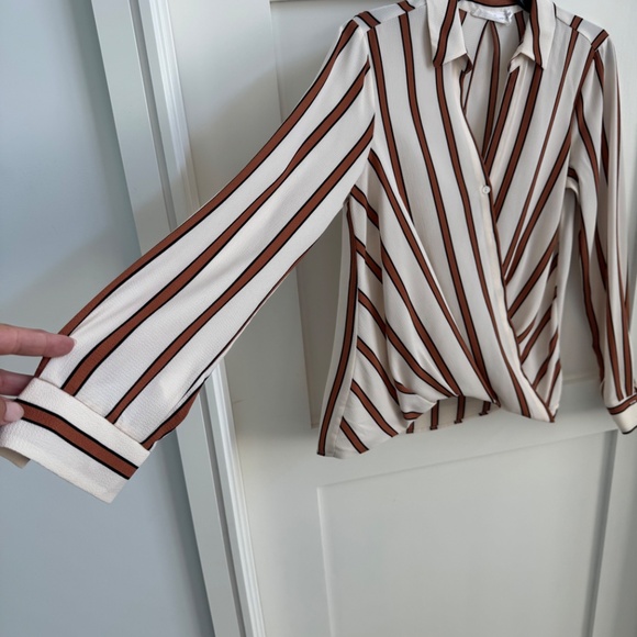 All in Favor Drape Front Striped Patterned Blouse - Picture 2 of 5